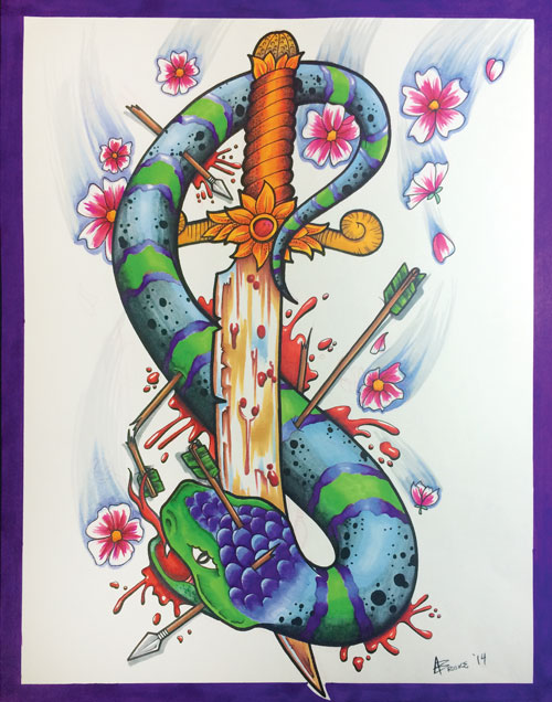 11″ X 14″ Snake n’ Dagger Print